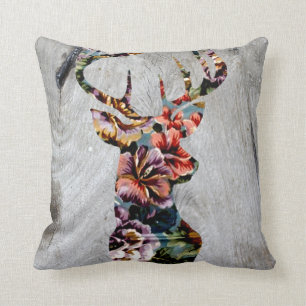 Hipster  Floral Deer Head Silhouette Kussen