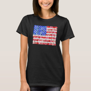 Hipster Flower 4th Juli Onafhankelijkheidsdag Flor T-shirt