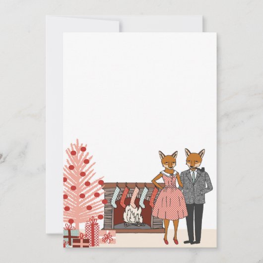 Hipster Fox Couple bij Home Holiday Invite Kaart (Voorkant)