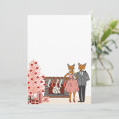 Hipster Fox Couple bij Home Holiday Invite Kaart (Staand voorkant)