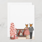 Hipster Fox Couple bij Home Holiday Invite Kaart (Voorkant / Achterkant)