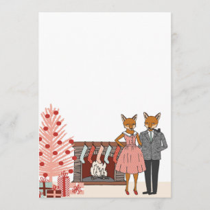 Hipster Fox Couple bij Home Holiday Invite Kaart