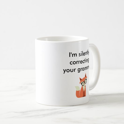 Hipster Fox Grammar Koffiemok (Voorkant rechts)