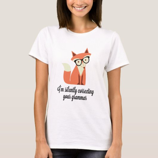 Hipster Fox Grammar T-shirt (Voorkant)