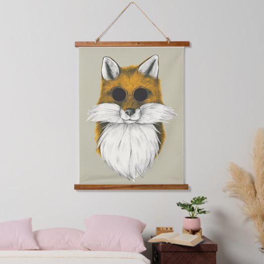 Hipster Fox in zonnebril-illustratie Hangend Wandkleed (Slaapkamer)