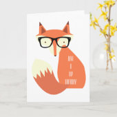 Hipster Fox Kaart (Gele Bloem)