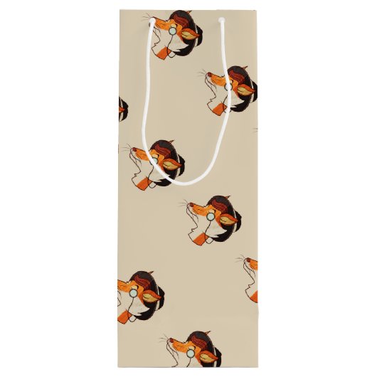 Hipster Fox Wijn Cadeautas (Achterkant)