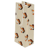 Hipster Fox Wijn Cadeautas (Achterkant Gekanteld)