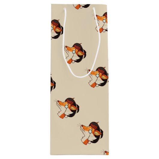 Hipster Fox Wijn Cadeautas (Voorkant)