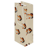 Hipster Fox Wijn Cadeautas (Voorkant Gekanteld)