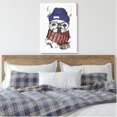 Hipster French Bull Dog Canvas Afdruk (Insitu (Slaapkamer))