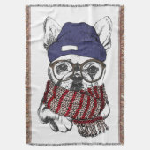 Hipster French Bull Dog Deken (Voorkant Verticaal)