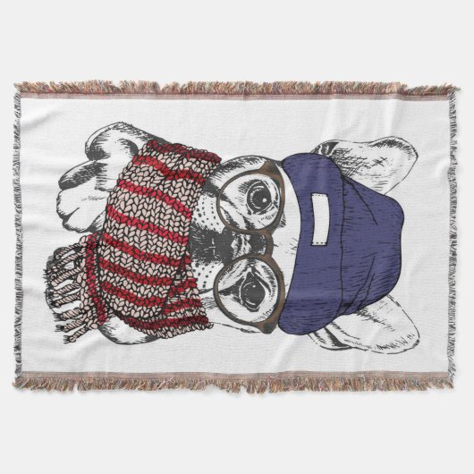 Hipster French Bull Dog Deken (Voorkant)