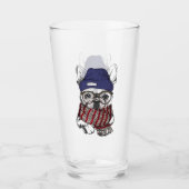 Hipster French Bull Dog Glas (Voorkant)