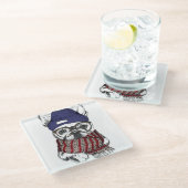 Hipster French Bull Dog Glazen Onderzetter (Schuin)