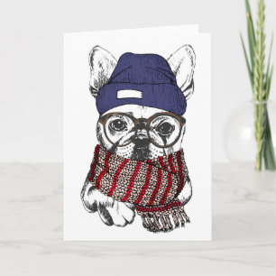 Hipster French Bull Dog Kaart
