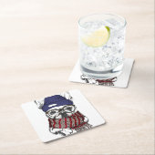 Hipster French Bull Dog Kartonnen Onderzetters (Insitu)