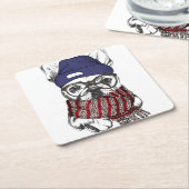 Hipster French Bull Dog Kartonnen Onderzetters (Schuin)