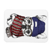 Hipster French Bull Dog Magneet (Horizontaal)
