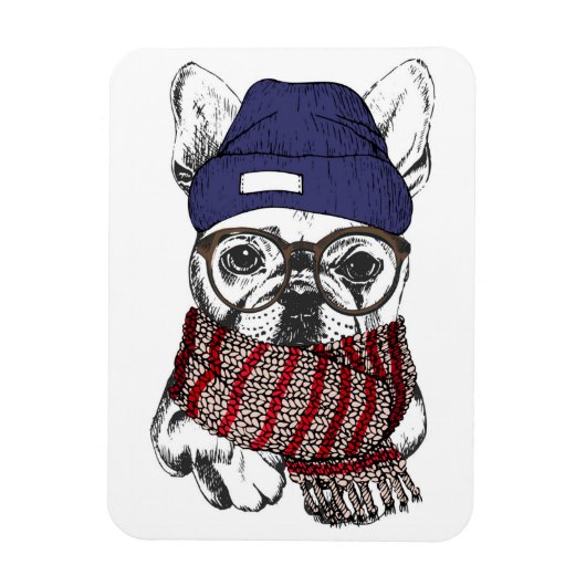 Hipster French Bull Dog Magneet (Verticaal)