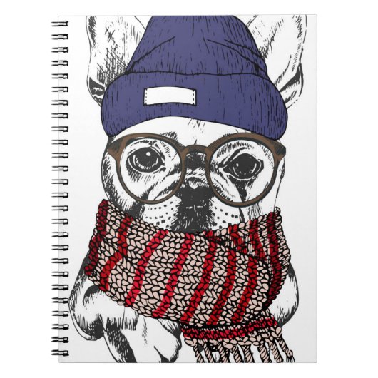 Hipster French Bull Dog Notitieboek (Voorkant)