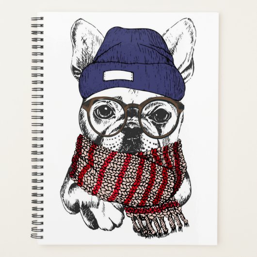 Hipster French Bull Dog Planner (Voorkant)