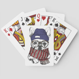 Hipster French Bull Dog Pokerkaarten