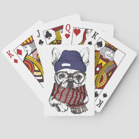Hipster French Bull Dog Pokerkaarten (Achterkant)