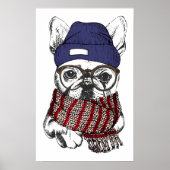 Hipster French Bull Dog Poster (Voorkant)