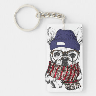 Hipster French Bull Dog Sleutelhanger