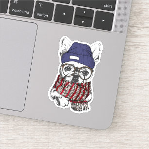 Hipster French Bull Dog Sticker
