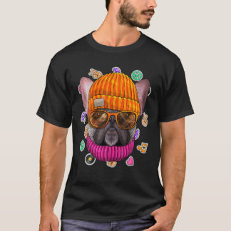 Hipster French Bulldog Geek Nerd Glasses Dog Love T-shirt