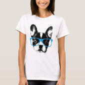 Hipster French Bulldog Nerdy Dog T-shirt (Voorkant)