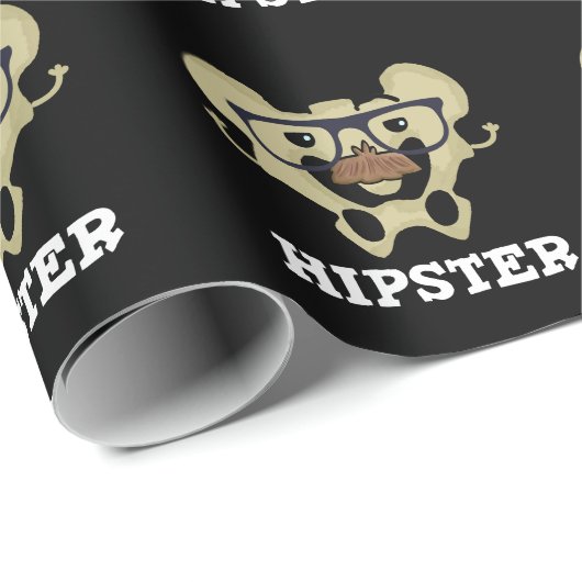 Hipster Funny Hip Bone Anatomy Pun Dark BG Cadeaupapier (Rol Hoek)