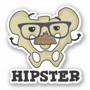 Hipster Funny Hip Bone Anatomy Pun Sticker