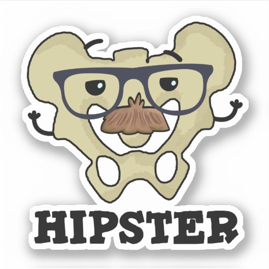 Hipster Funny Hip Bone Anatomy Pun Sticker (Voorkant)