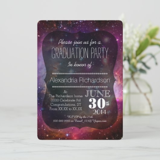 Hipster galaxy outer space Afstudeerfeest Kaart (Staand voorkant)