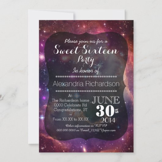 Hipster Galaxy ruimte achtergrond Sweet Sixteen Kaart (Voorkant)
