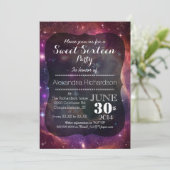 Hipster Galaxy ruimte achtergrond Sweet Sixteen Kaart (Staand voorkant)
