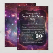 Hipster Galaxy ruimte achtergrond Sweet Sixteen Kaart (Voorkant / Achterkant)