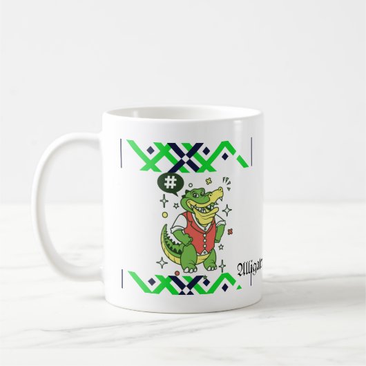 Hipster Gator Cartoon - Trendy Alligator Art Mok (Links)