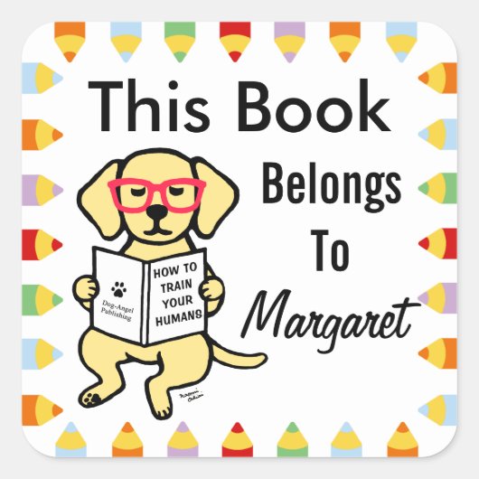 Hipster geel labrador puppy vierkante sticker (Voorkant)