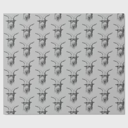 Hipster geit met bril cadeaupapier (Vlak)