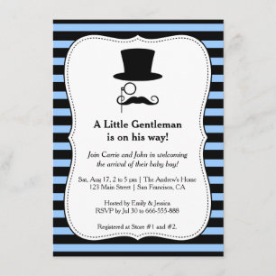 Hipster Gentleman baby jongen shower uitnodiging