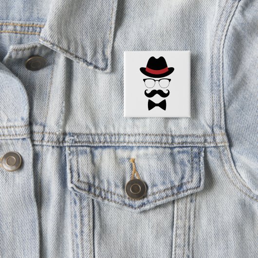 Hipster Gentleman Elements Vierkante Button 5,1 Cm (In situ)