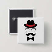Hipster Gentleman Elements Vierkante Button 5,1 Cm (Voorkant /achterkant)