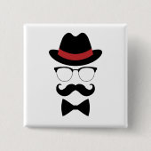 Hipster Gentleman Elements Vierkante Button 5,1 Cm (Voorkant)