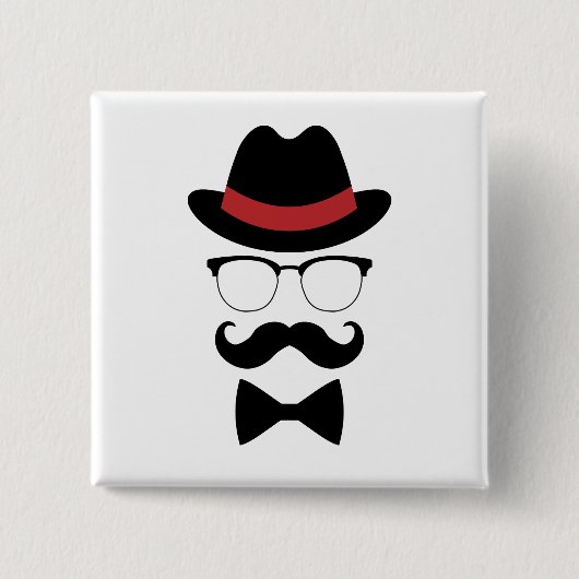 Hipster Gentleman Elements Vierkante Button 5,1 Cm (Voorkant)