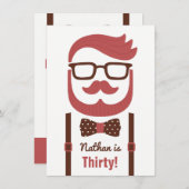 Hipster Gentleman Mannen Birthday Party Kaart (Voorkant / Achterkant)