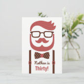 Hipster Gentleman Mannen Birthday Party Kaart (Staand voorkant)